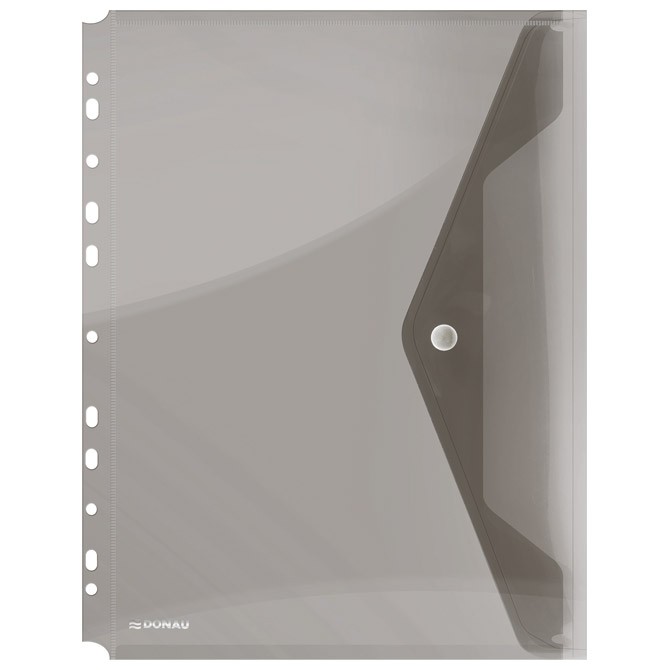 Fascikla koverta s dugmetom A4 pp uložna Donau 8540001PL-02 providna boja dima