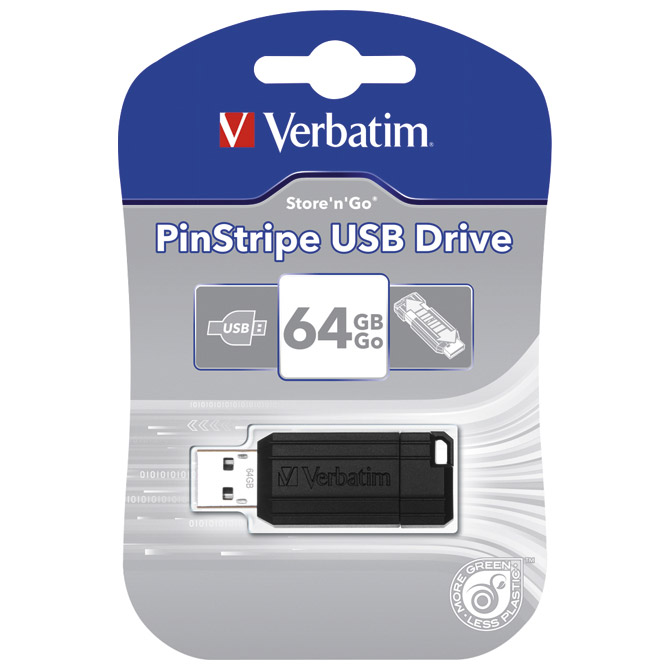Memorija USB 64Gb PinStripe Verbatim 49065 crna blister