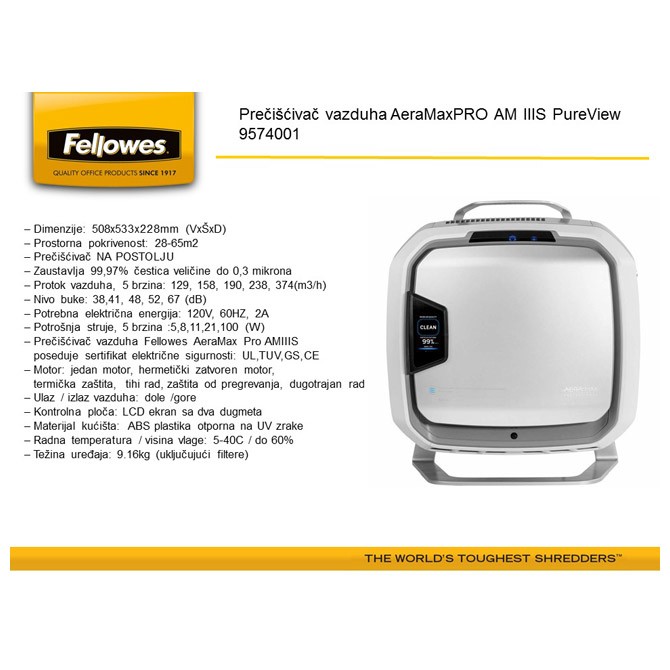 Pročišćivač vazduha AeraMaxPRO AM IIIS PureView Fellowes 9574001