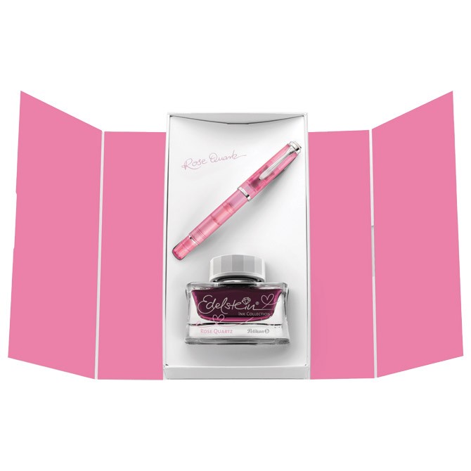 Set Nalivpero Classic M205 (M) Rose Quartz+tinta 50ml Edelstein roze Pelikan 823920