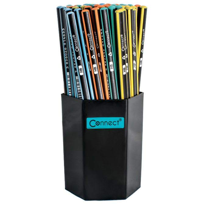 Olovka grafitna HB trouglasta Black u čaši Connect 57341 sortirano