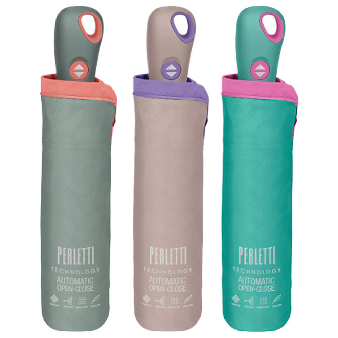 Kišobran automatik (otvaranje+zatvaranje) sklopivi s plastičnom ručkom Technology Perletti 21808 sortirano