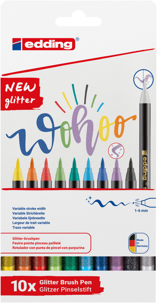 Brush flomasteri E-1340, 1-6 mm glitter set 1/10