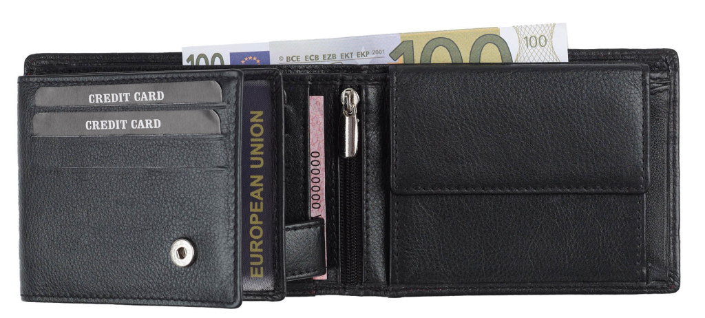 Novčanik kožni muški sa RFID zaštitom 85060 12x9x3 štepan sivim koncem položeni